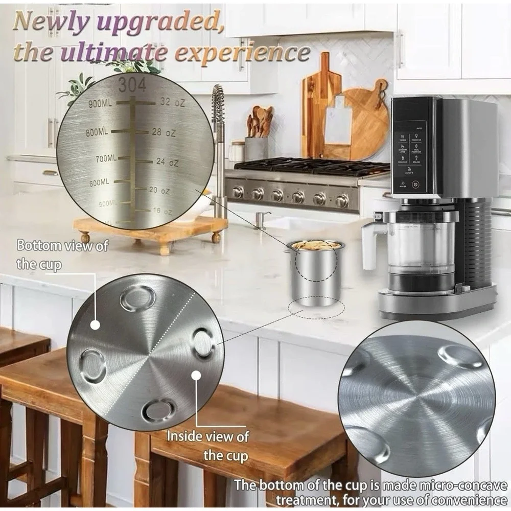 Stainless Steel Pint Containers & Lids Compatible with Ninja Creami Ice Cream